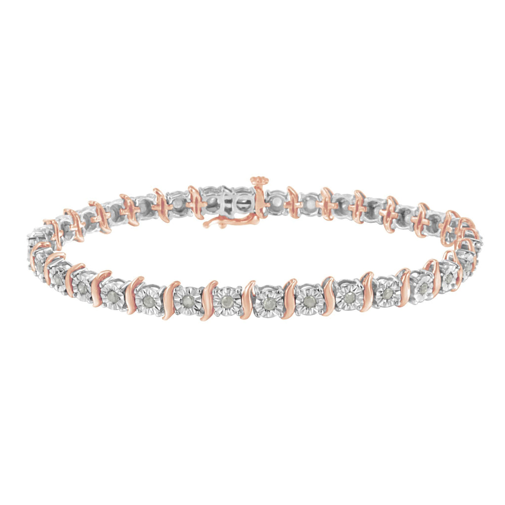 .925 Sterling Silver 1.0 Cttw Diamond S-Curve Link Miracle-Set Tennis Bracelet (I-J Color, I3 Clarity)-2
