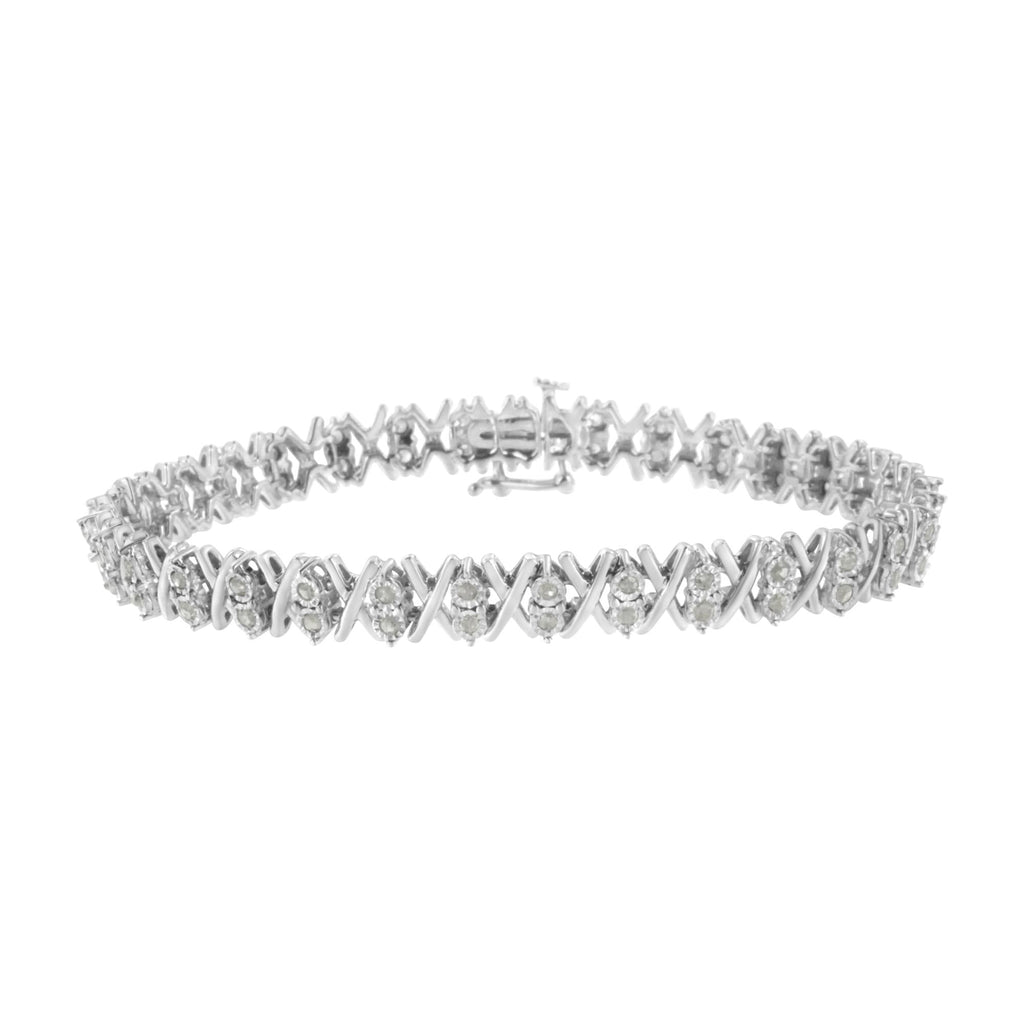 .925 Sterling Silver 1.0 Cttw Diamond Miracle-Set X-Link 7" Tennis Bracelet (I-J Color, I3 Clarity)-0