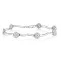 .925 Sterling Silver 1.0 Cttw Diamond Cluster Miracle-Set Station & Twisted Bar 7" Tennis Bracelet (H-I Color, I1-I2 Clarity)-0