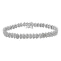 .925 Sterling Silver 1.0 cttw Diamond "Arrow" Shape Tennis Link Bracelet (I-J Color, I3 Clarity) -7.25"-0