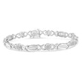 .925 Sterling Silver 1.0 Cttw Round-Cut and Baguette-Cut Diamond X-Link Bracelet (I-J Color, I1-I2 Clarity) - 7"-0