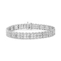 .925 Sterling Silver 1.00 Cttw Diamond Multi Row Heart Link Bracelet (H-I Color, I1-I2 Clarity) - 7.25" Inches-0