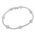 .925 Sterling Silver 1.0 cttw Miracle-Set Diamond Floral Station Tennis Bracelet (I-J Color, I3 Clarity) - 7-1/2"-0