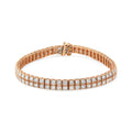 14K Rose Gold 3.0 Cttw Lab Grown Diamond Two Row Milgrain 7" Inch Tennis Bracelet (G-H Color, VS2-SI1 Clarity)-0