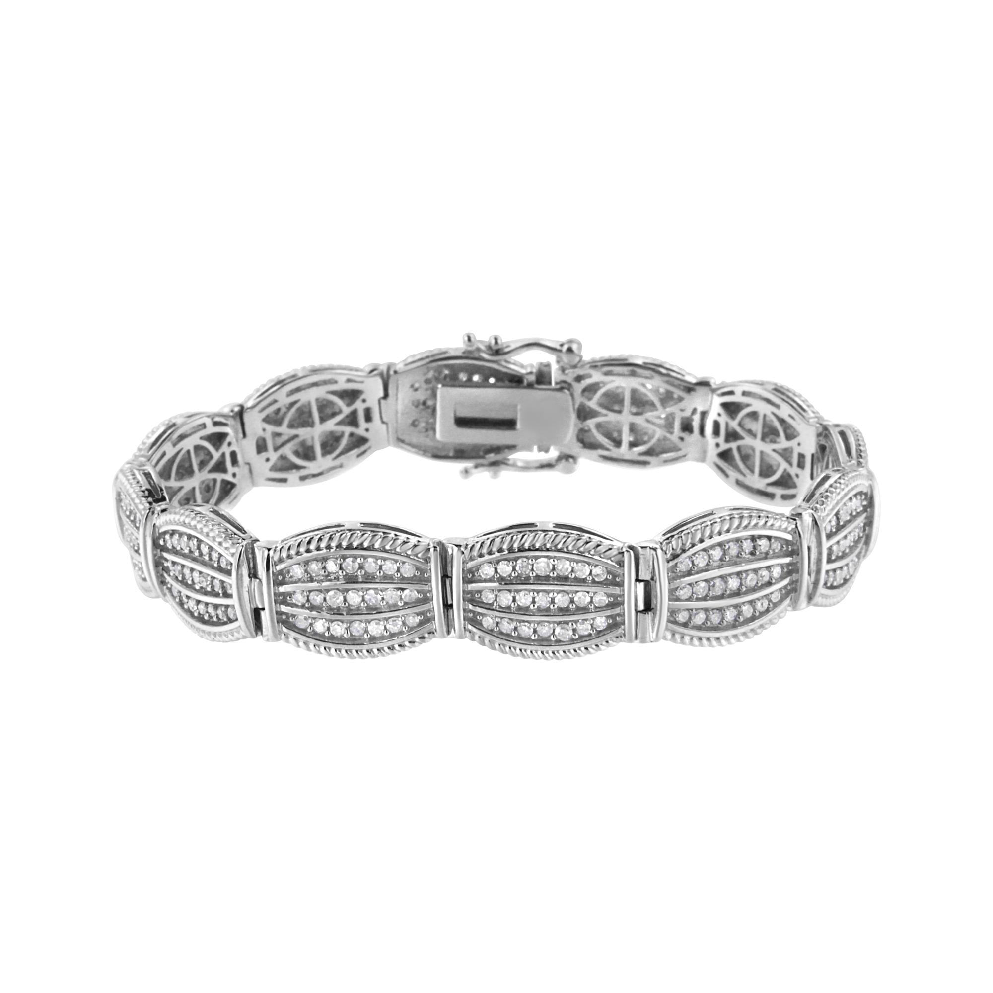 .925 Sterling Silver 3.0 Cttw Prong Set Diamond Art Deco Style Tennis Bracelet (I-J Color, I2-I3 Clarity) - 7.25"-0