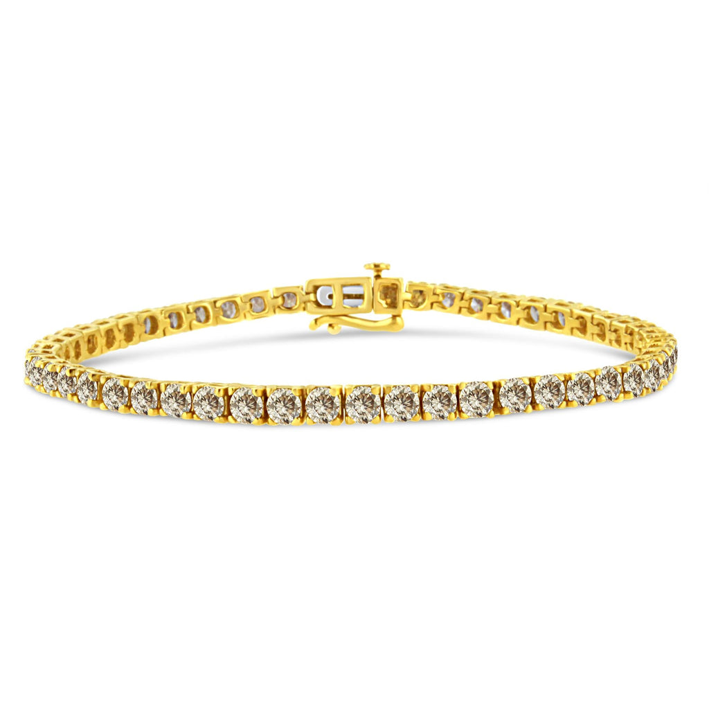 14K Yellow Gold Plated .925 Sterling Silver 8.0 Cttw Diamond Classic Link Tennis Bracelet (K-L Color, I2-I3 Clarity) - 7-1/4"-0