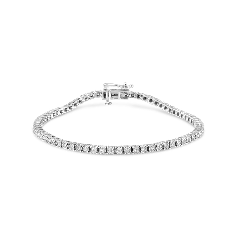14K White Gold 1.0 Cttw Miracle Set Round-Cut Lab Grown Diamond Illusion Tennis Bracelet (F-G Color, VS2-SI1 Clarity) Size 7"-0