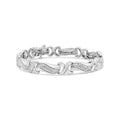 .925 Sterling Silver 1 3/4 Cttw Diamond Wave and X Link Tennis Bracelet (I-J Color, I3 Clarity) - 7"-0