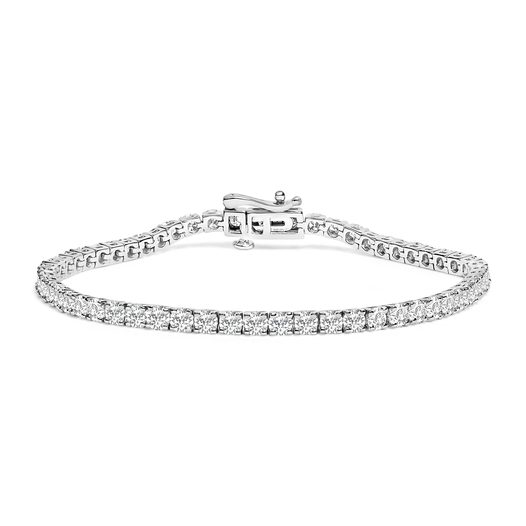 14K White Gold 6.00 Cttw Lab Grown Diamond Classic Tennis Bracelet  - 7.25"-0