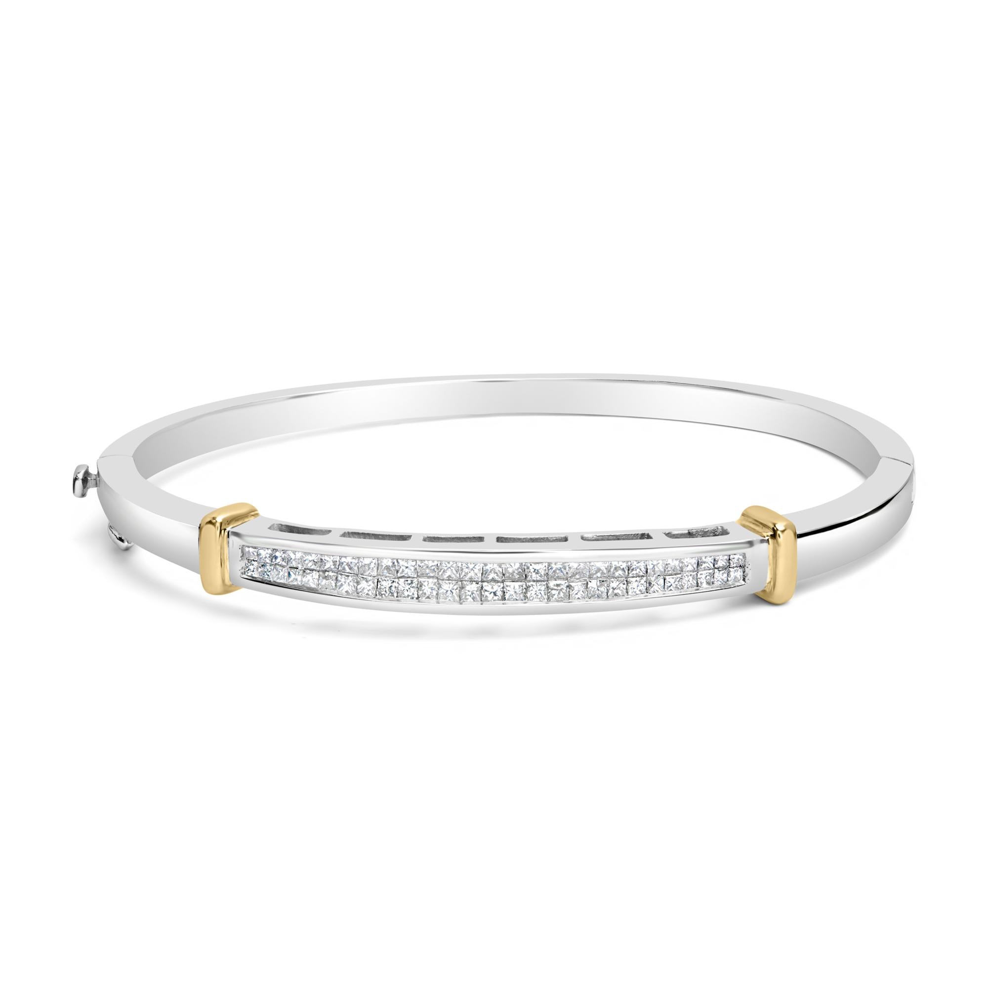 14K Two-Toned Gold Princess Cut Diamond Fashion Bangle (1 cttw, H-I Color, SI1-SI2 Clarity)-0