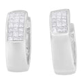 14K White Gold 1 1/8 cttw Princess and Round Cut Diamond Huggie Earrings (H-I, VS1-VS2)-0