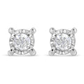 .925 Sterling Silver 1.0 Cttw Round Brilliant-Cut Diamond Miracle-Set Solitaire Stud Earrings (H-I Color, I2-I3 Clarity)-0