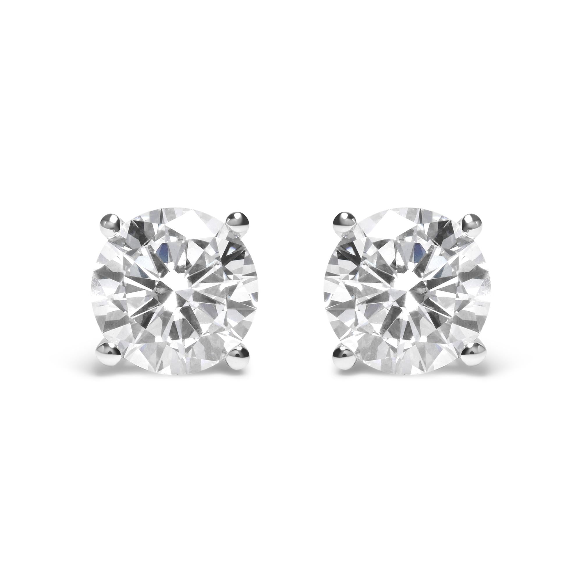 IGI Certified 14K White Gold 5.00 Cttw Round Brilliant-Cut Lab Grown Diamond Classic 4-Prong Stud Earrings with Screw Backs (F-G Color, SI1 Clarity)-0