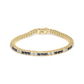 14K Yellow Gold 1 3/4 Cttw Diamond and 5.0 Cttw Blue Sapphire Bezel Set Tennis Bracelet (G-H Color, SI1-SI2 Clarity) - 7" Inches-0