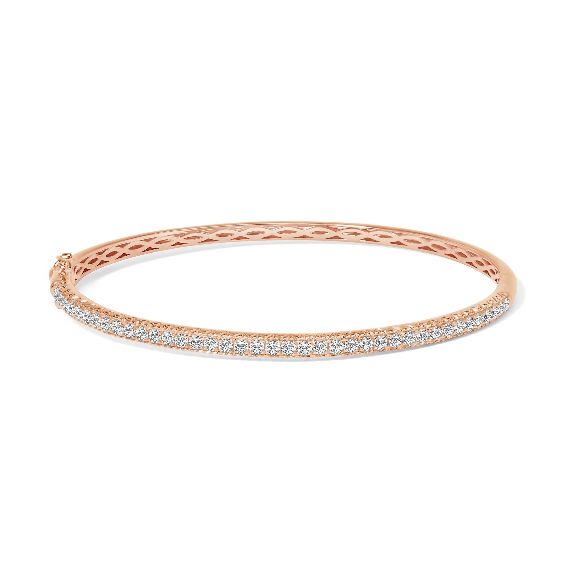 14K Gold 1.00 Cttw Half Eternity Diamond Bangle Bracelet (G-H Color, SI2-I1 Clarity) - 7" Inches-0