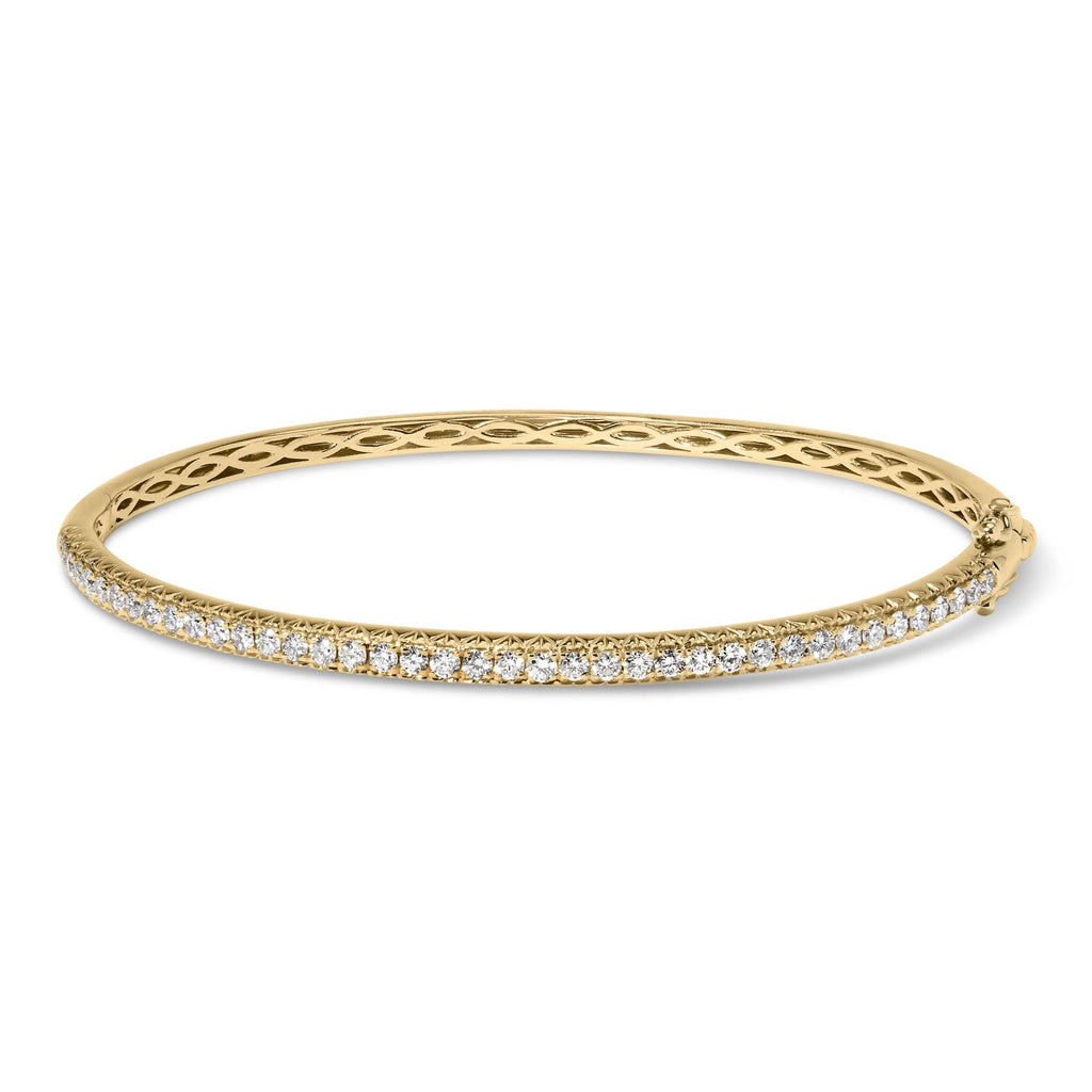 14K Gold 1.00 Cttw Half Eternity Diamond Bangle Bracelet (G-H Color, SI2-I1 Clarity) - 7" Inches-2