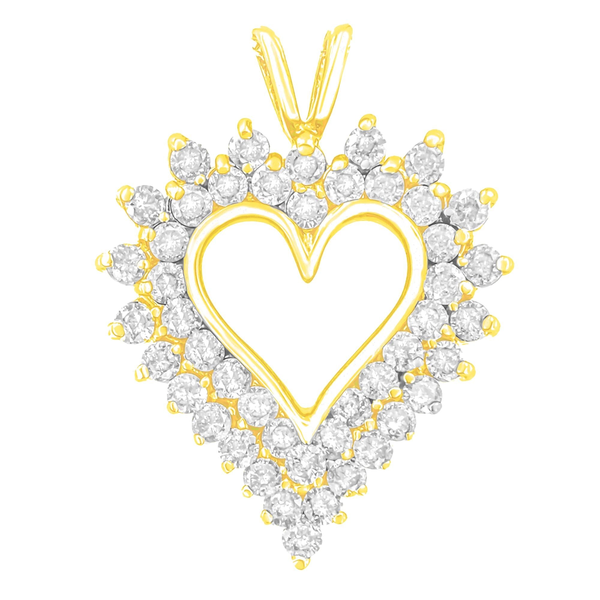 14K Yellow Gold Plated .925 Sterling Silver Brilliant-Cut Diamond Open Heart 18" Pendant Necklace (K-L Color, I1-I2 Clarity)-0