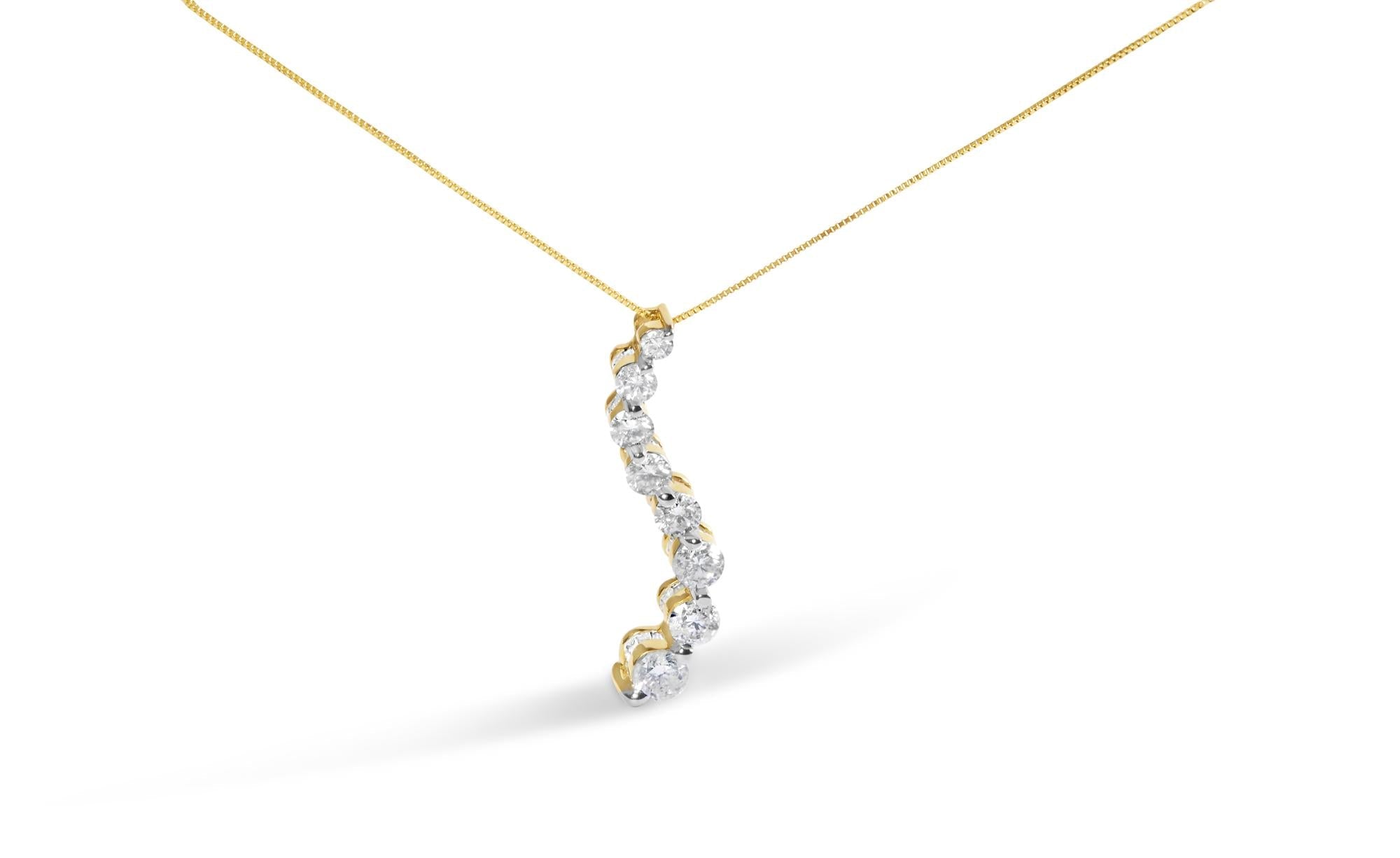 14k Yellow Gold 3.0 cttw Baguette and Brilliant Round-Cut Diamond Journey 18" Pendant Necklace (I-J Color, I2-I3 Clarity)-0