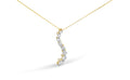 AGS Certified 14K Yellow Gold 3.0 Cttw Baguette and Brilliant Round-Cut Diamond Journey 18" Pendant Necklace (G-H Color, SI2-I1 Clarity)-0