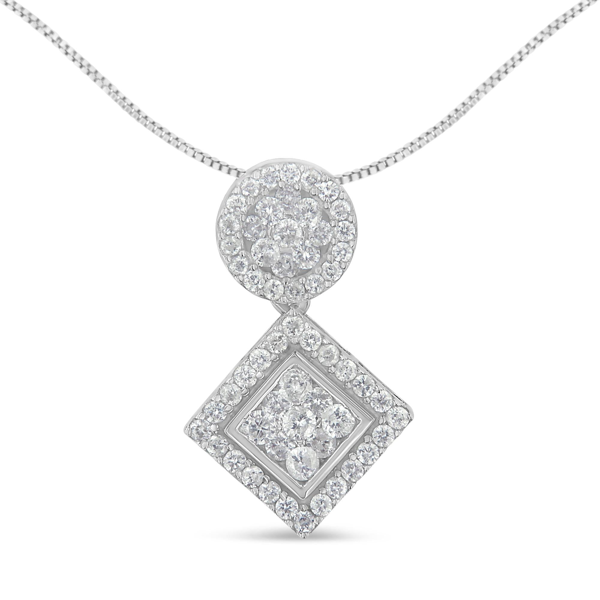 14K White Gold 1 cttw Diamond Pendant Necklace (H-I, I1-I2)-0