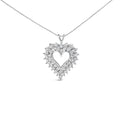 925 Sterling Silver 4.0 Cttw Diamond Two Row Open Heart 18" Pendant Necklace (I-J Color, I2-I3 Clarity)-0
