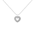 .925 Sterling Silver 1.0 Ctw Diamond Shadow Open Heart Halo 18" Pendant Necklace (I-J Color, I1-I2 Clarity)-0