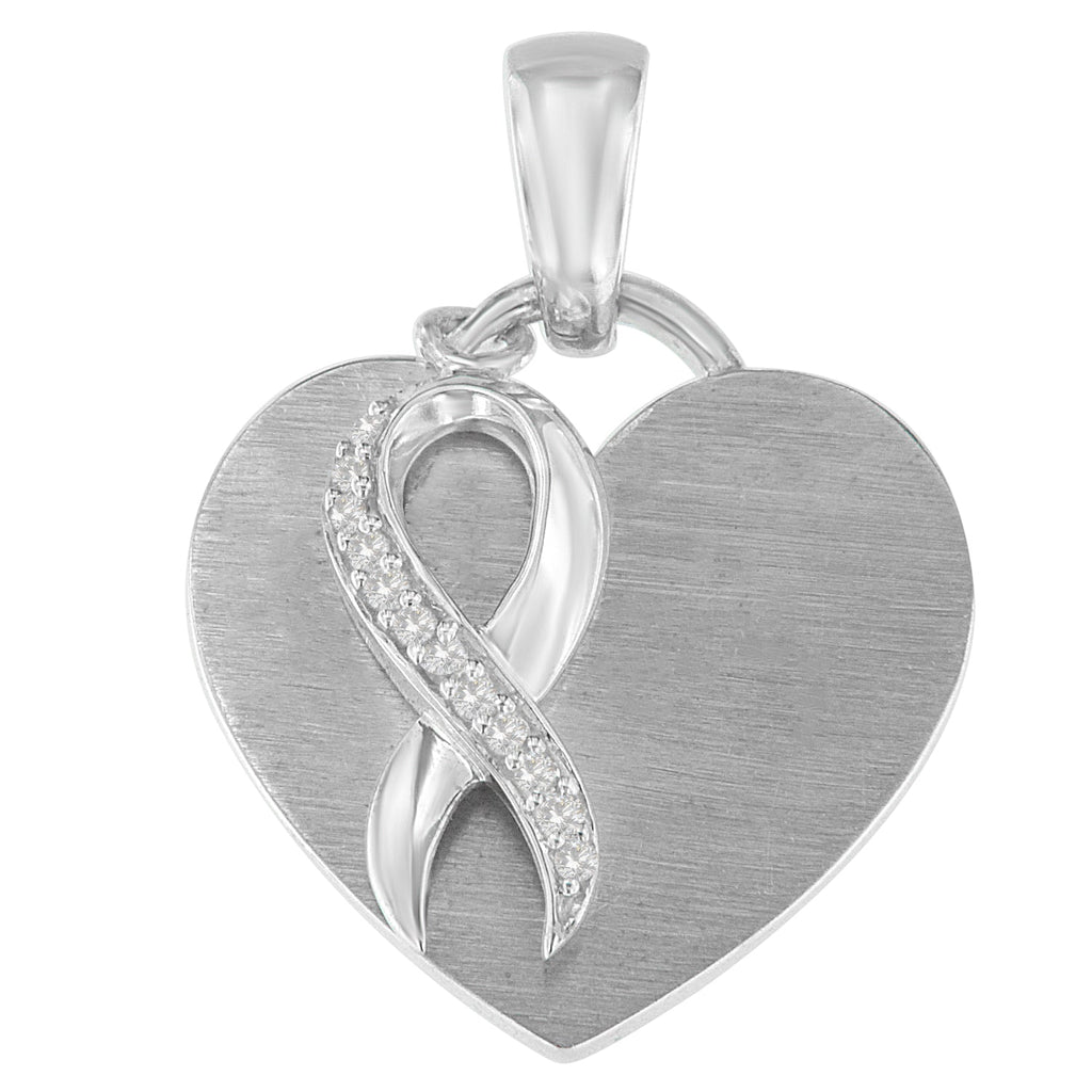 .925 Sterling Silver 1/10 cttw Diamond Heart Pendant Necklace (H-I, I1-I2)-0