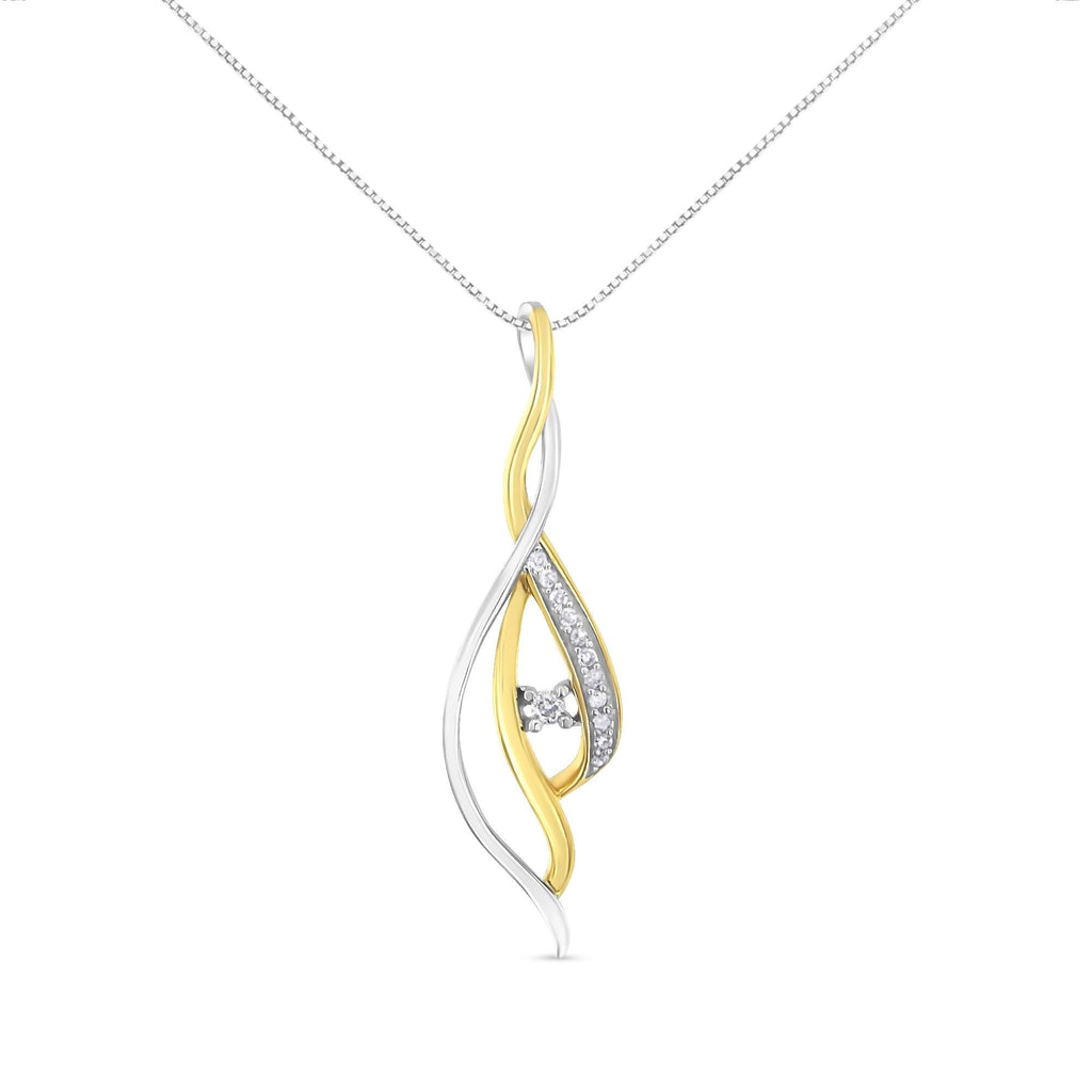 10K Yellow and White Gold Round Cut Diamond Accent Cascade 18" Pendant Necklace (J-K Color, I2-I3 Clarity)-0
