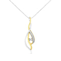 10K Yellow and White Gold Round Cut Diamond Accent Cascade 18" Pendant Necklace (J-K Color, I2-I3 Clarity)-0
