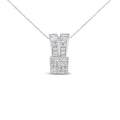 14K White Gold 1 5/8 cttw Princess and Baguette Cut Diamond Heart Ribbon Pendant Necklace (G-H, VS1-VS2)-0