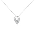 14k White Gold 1 5/8 Cttw Invisible Set Princess and Channel Set Baguette Diamond Curved Oval Shape Pendant Necklace (G-H Color, VS2-SI1 Clarity)-0