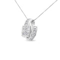 14K White Gold 2 cttw Princess and Baguette Cut Diamond Double Loop Pendant Necklace (G-H, VS1-VS2)-0