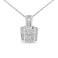 14K White Gold 2 1/5 Cttw Princess Cut Composite Diamond Pendant with Diamond Bale Pendant Necklace (H-I Color,SI1-SI2 Clarity) - NO CHAIN INCLUDED-0