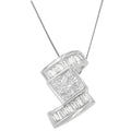 14K White Gold 1 2/5 cttw Princess and Baguette Cut Diamond Zig Zag Pendant Necklace (H-I, SI1-SI2)-0