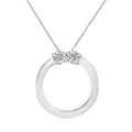 .925 Sterling Silver 1/10 Cttw Diamond Miracle-Set 2 Stone 'Together Forever' Open Circle 18" Box Chain Pendant Necklace (I-J Color, I2-I3 Clarity)-0
