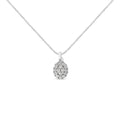 .925 Sterling Silver 1 1/2 Cttw Diamond Oval Cluster Pendant Necklace (I-J Color, I2-I3 Clarity) - 18"-0