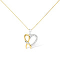 10K Yellow Gold Plated .925 Sterling Silver 1/5 Cttw Diamond Ribbon Heart Pendant Necklace (H-I Color, I2-I3 Clarity) - 18"-0