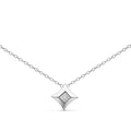 10K Gold 1/5 Cttw Bezel Set Princess Diamond Kite Shaped Solitaire Pendent Necklace-0