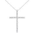 .925 Sterling Silver 4.0 Cttw Diamond 2-1/4" Cross Pendant with Box Chain Necklace (I-J Color, I1-I2 Clarity) - 18"-0