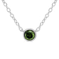 .925 Sterling Silver 1/5 Cttw Treated Green Diamond Solitaire Bezel 18" Pendant Necklace (Green Color, I1-I2 Clarity)-0