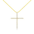 10K Yellow Gold Plated .925 Sterling Silver 3.0 Cttw Prong-Set Round Brilliant Cut Diamond Cross 18" Pendant Necklace (J-K Color, I1-I2 Clarity)-0