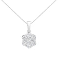 14K White Gold 1 cttw Brilliant Round-Cut Diamond 7 Stone Flower 18" Pendant Necklace (F-G Color, VS1-VS2 Clarity)-0