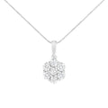 14K White Gold 2.00 Cttw Brilliant Round-Cut Diamond 7 Stone Flower Cluster 18" Pendant Necklace (H-I Color, SI2-I1 Clarity)-0