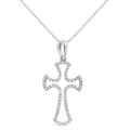 .925 Sterling Silver 1/3 Cttw Diamond Framed Open Cross 18" Pendant Necklace (J-K Color, I2-I3 Clarity)-0