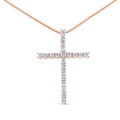 .925 Sterling Silver 1.0 Cttw Champagne Diamond Gold Cross Pendant Necklace for Women (Champagne Color, I1-I2 Clarity)- 18 inch-0