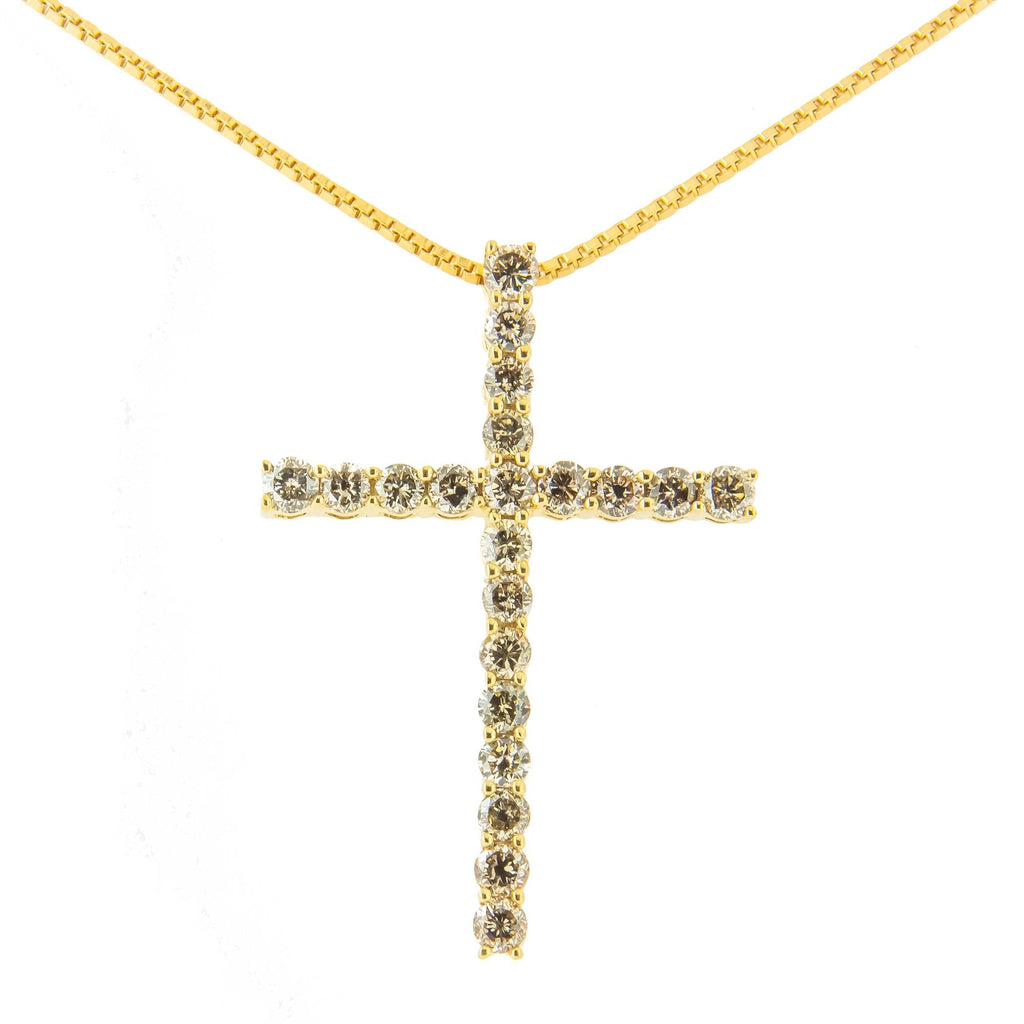 .925 Sterling Silver 1.0 Cttw Champagne Diamond Gold Cross Pendant Necklace for Women (Champagne Color, I1-I2 Clarity)- 18 inch-2