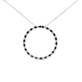 .925 Sterling Silver 3.0 Cttw Alternating Black and White Diamond Open Hoop Circle Pendant Necklace (H-I Color, I3 Clarity) - 18" Inches-0