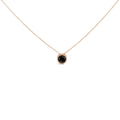 14K Rose Gold Bezel-Set Black Round Diamond Solitaire Pendant Necklace (Black Color, I2-I3 Clarity) - 18"-0