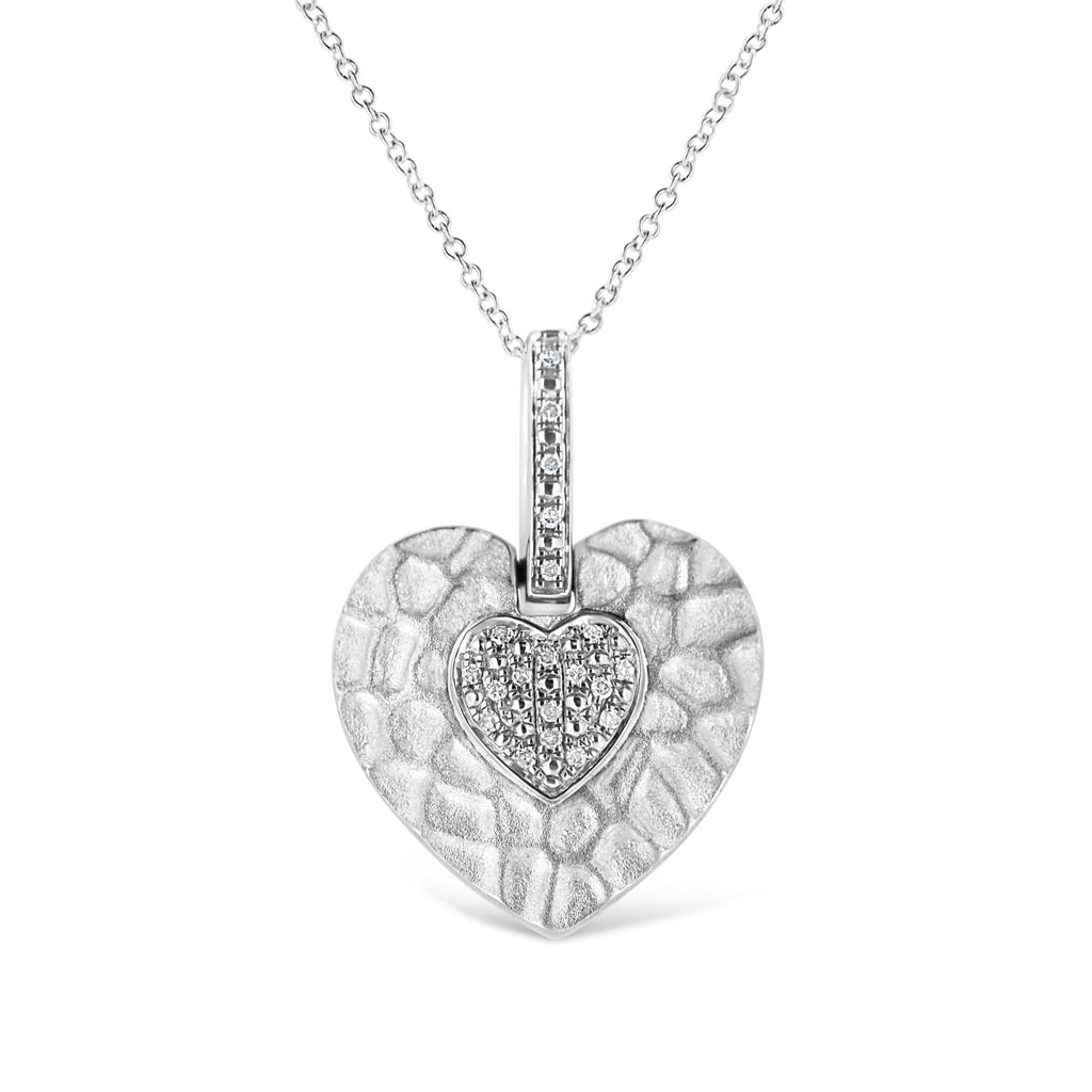 .925 Sterling Silver Pave-Set Diamond Accent Heart Shape 18" Pendant Necklace (I-J Color, I1-I2 Clarity)-0