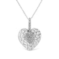 .925 Sterling Silver Pave-Set Diamond Accent Heart Shape 18" Pendant Necklace (I-J Color, I1-I2 Clarity)-0